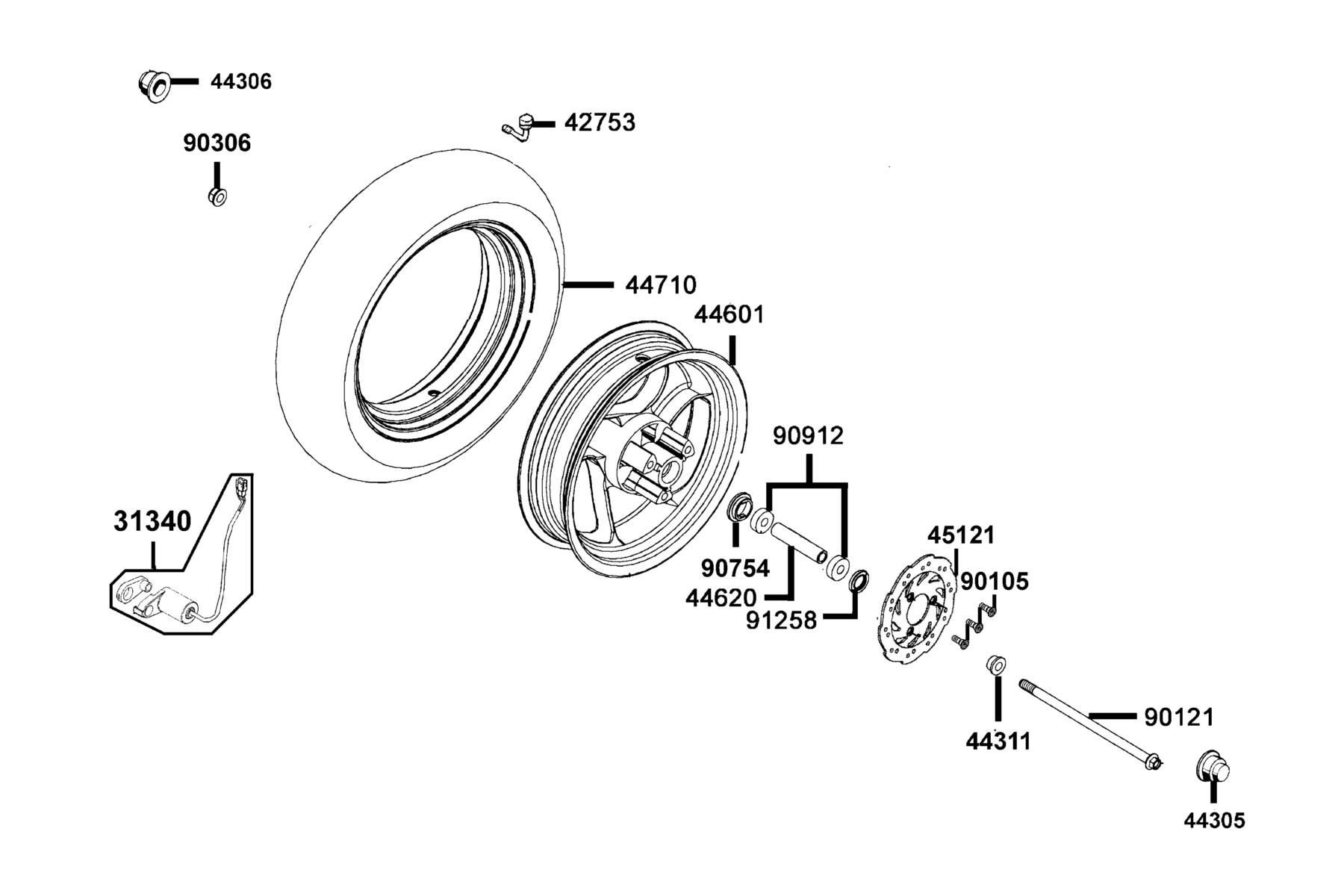 SUPER 8 50X (2020) Front Wheel parts diagram